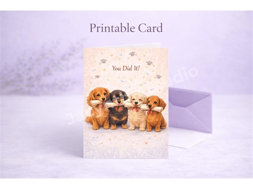 Dog Graduation Card Printable | You Did It Card | Cute Puppy Graduation Card | Dog Lover Grad Card | Instant Download - Etsy