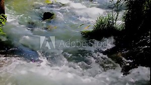 Pure clear spring water. Clear natural spring water in unattached nature.