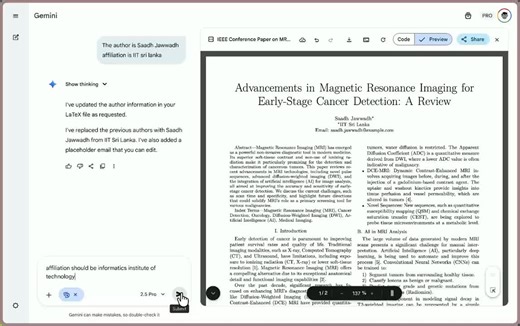 Seems like Google is coming for Overleaf:Gemini now supports LaTeX preview and syntax editing.This means you can now edit and create LaTeX format research papers using the Canvas feature of… | Saadh Jawwadh
