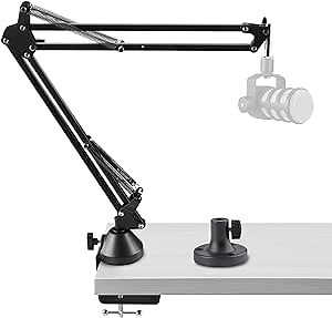 Geekria for Creators Microphone Arm Compatible with Rode NT-USB, NT1-A, NT1, Mic Boom Arm Mount with Table Flange Adapter, Suspension Stand, Mic Scissor Arm, Desk Mount Holder