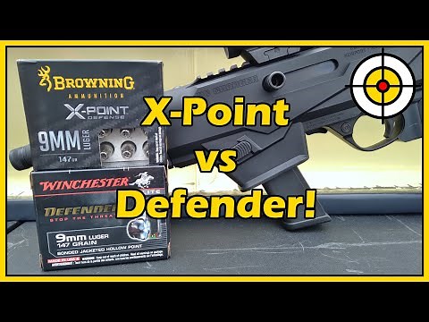 9mm Browning X-Point vs Winchester Elite Defender! Ballistic Gel Test With The Ruger PC Charger!