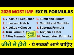 Most Important Excel Formulas and functions - everyone must know in 2026!