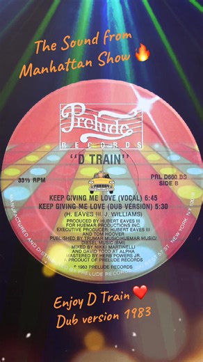💥 La petite histoire du single de D TRAIN – “Keep Giving Me Love” (Prelude Records, 1983) Pour les amoureux du vrai son boogie-funk de New York, “Keep Giving Me Love” de D Train est plus qu’un titre : c’est une vibration éternelle, une leçon d’énergie soulful, une passerelle entre le disco finissant et la house naissante. On est en 1983. Les dancefloors new-yorkais vivent la fin de l’âge d’or disco, mais les clubs underground de Brooklyn et Manhattan vibrent déjà sur une nouvelle fréquence : pl