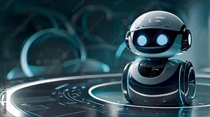AI technology creating futuristic smart robots through command prompts revolutionizing technology. Concept AI Technology, Futuristic Smart Robots, Command Prompts, Revolutionizing Technology