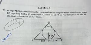 SECTION-D32. A triangle ABC is drawn to circumscribe a circle ... | Filo