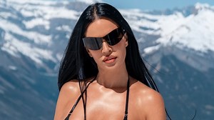 World Cup's sexiest fan risks frostbite as she wears tiny bikini on ski slopes