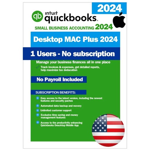 Intuit Quickbooks Desktop Mac Plus 2024 | 1 User | No Sub.scription - Etsy