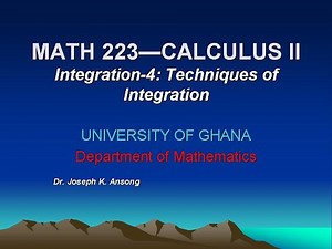 Integration-4: Techniques of Integration