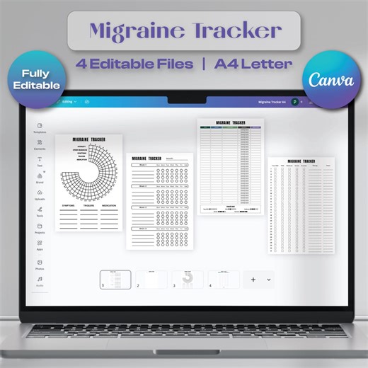 Editable Migraine Tracker Printable | Canva Migraine Log | Headache Tracker PDF | Symptom Tracker Planner | A4 Letter | Health Journal - Etsy