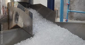 close up of a machine making small cube ice for coffee only