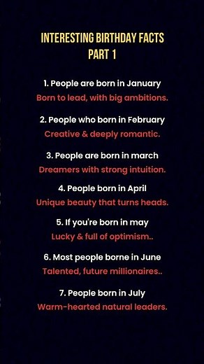 Amazing Birthday Facts You Didn’t Know | Birth Month Personality (Part 1)