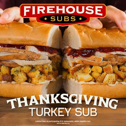 1.6K reactions · 192 comments | Carved turkey, buttery stuffing & cranberry sauce—all on one sub. Thanksgiving comfort, no cooking required. | Firehouse Subs | Facebook
