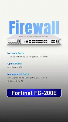 Fortinet FG-200E Firewall, 18xGE RJ45 , 4xGE SFP , SPU NP6Lite & CP9 #fortinet #firewall #shorts