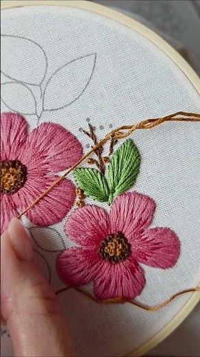 Beautiful Spring flowers hand embroidery🌸 #embroidery #tutorial #diy #handmade #art #craft #stitch
