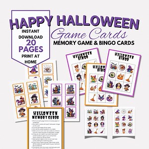 Halloween Memory Card Game, Halloween Bingo Cards, Halloween Games, Fun Printable Activities for Kids, Instant Download, Halloween Printable - Etsy Canada