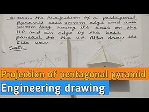 Projection of pentagonal pyramid, An edge of the base parallel to V.P Engineering Drawing