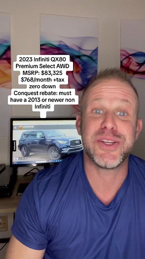 Infiniti QX80 lease deal. @Sam Cottongim #leasing #leasedeals #carshopping #lease #auto #newcar #autolease #carprices #car #infiniti #QX80 #conquestrebate