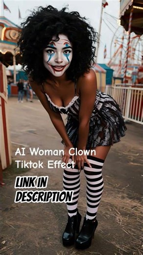 🎪✨TIKTOK EFFECT✨ AI Woman Clown TikTok Effect #TikTokEffectHouse #HalloweenFilter #imaginemoreai