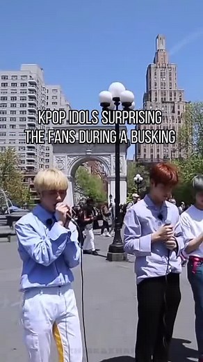 KPOP IDOLS SURPRISING THE FANS DURING A BUSKING💕 #kpop #butterbts #fyp #busking #surprisingfans #nct #acekpop #ateez #nctzen #atiny #choice #txt