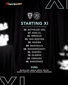 ☠️ STARTING_XI 🖤🤍 🆚 Lamontville Golden Arrows 🗓️ 6 May 2025 🏟 Moses Mabhida Stad ium ⏰ 19:30 📺 @supersporttv ⚫⚪🔴⭐ #OrlandoPirates #OnceAlways | Orlando Pirates Football Club
