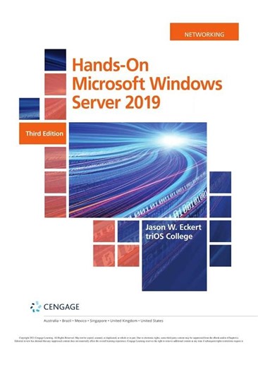 TEST BANK For Hands On Microsoft Windows Server 2019 3rd Edition By Jason W Eckert