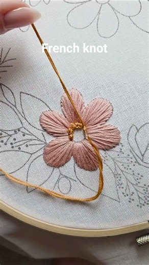 French knot quick tutorial✨️ Combine two colors and get a fresh result🌸 #embroidery #tutorial #diy