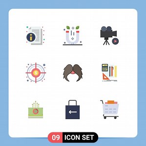 Baixar do utilizador interface pacote do 9 básico plano cores do bigode alvo Câmera objetivo vídeo editável vetor Projeto elementos gratuitamente