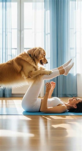 做瑜伽呢金毛又跑來搗亂！！意外萌寵瞬間 #funny #pets #cute