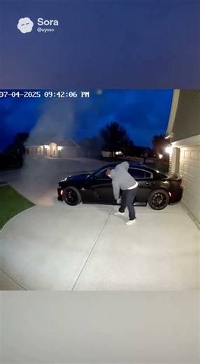 Firework Misfire Under a Dodge Charger! 😳🔥 | Caught on CCTV #shorts #fail #cctv