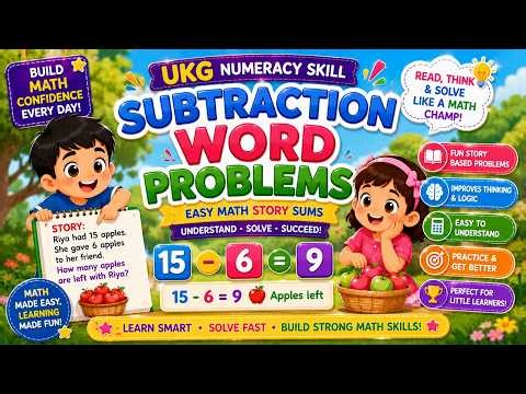Subtraction Word Problems for Kids | UKG Numeracy Skill | Easy Math Story Sums