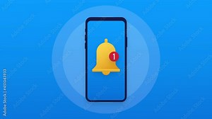 Subscribe Button Template with the notification bell on laptop. News subscribe button. Business concept subscribe. Motion graphics.