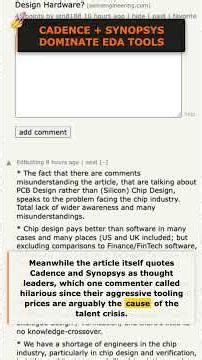Why #Cadence and #Synopsys may be causing the chip talent crisis #HackerNews