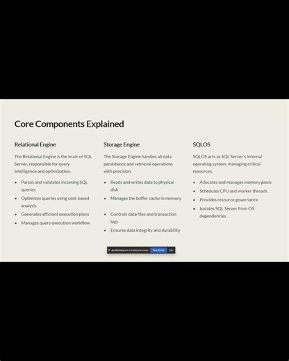 SQL Server Architecture Explained | DBA Basics 🔔 #SQL #DatabaseArchitecture #CloudComputing #BigData