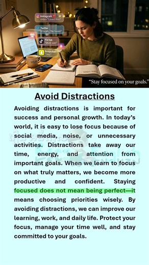 Avoid Distractions #motivation #listen #education