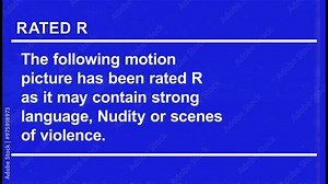 The rating label on VHS tapes informs audiences about intense themes, such as violence, strong language, or explicit scenes, present in the movie. Stock Video
