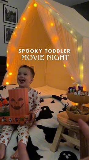 Kimberly Jester King on Instagram: "POV it’s finally October so the Halloween countdown can begin!!🎃🍿 my toddler (with no concept of time) is sooo excited for Halloween which means every weekend can be a spooky, kid-friendly indoor movie night until Halloween arrives 😂 Do not sleep on Monsters University / Monsters Inc. for a good Halloween watch 👾 more to come soon🤭 ✨ Comment SPOOKY and I’ll DM you links to my full AMAZON setup! ⛺️ Indoor cozy tent 🎃 Pumpkin candy holder 🥤 Halloween movi