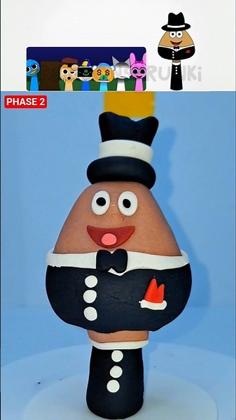Sprunki 🎵 I Made Pou 💩 Phase 2 🎩 With Clay 🟤⚫️ Pou Game 🎮 #sprunki 🎶