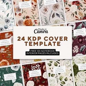 24 Editable Notebook KDP Covers Template, Planner & Journal Cover, Composition Notebook Cover, Kdp Lined Page, Kdp Book Cover, Edit in Canva - Etsy