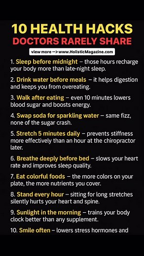 10 Health Hacks Doctors Rarely Share #fblifestyle #holistichealth #holistic #wellness #wellnessjourney #health #holisticmagazine | Holistic Magazine