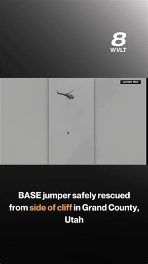 BASE jumper safely rescued from side of cliff in Grand County, Utah