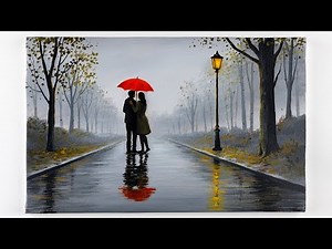 How to Paint Misty Street Reflections | Acrylic Painting tutorial