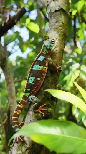 Jungle Colors: The Chameleon's Climb in 8K #8KWildlife #ChameleonClimb #NatureInFocus