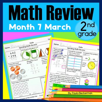 March Morning Work 2nd Grade Math Worksheet Packets Daily Warm Ups Spiral Review