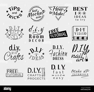 Vintage Retro Vector Labels for banner, poster, flyer or video do it yourself channel Stock Vector Image & Art - Alamy
