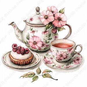 Floral Tea Party Clipart, Vintage Teapot Scrapbook, Printable Teacup Images Bundle (digital Download) - Etsy