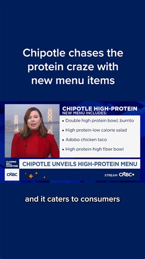 Chipotle is launching a “High Protein Menu” on December 23rd, featuring new grab-and-go cups with chicken or steak. Read more: cnb.cx/453O9IA | CNBC