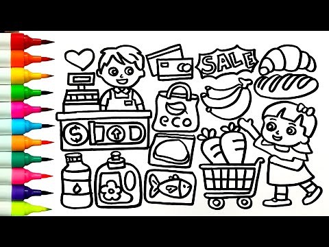 SUPERMARKET DRAWING | How To Draw A SuperMarket Grocery Store | Draw Super Market