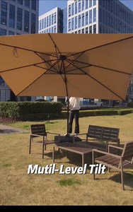 9x12 FT Patio Umbrella, Large Cantilever Rectangular Double Top Heavy Duty Offset Umbrellas with 360° Rotation, Outdoor shade for Garden Deck Pool, Gray