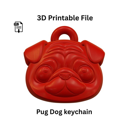 Pug Dog Keychain | Funko Pug ( 3D Print File ) - Etsy