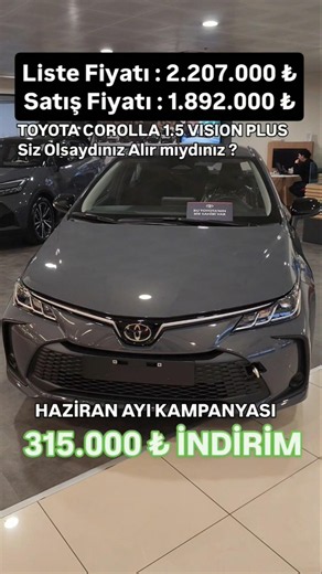 TOYOTA COROLLA 1.5 VISION PLUS #toyota #corolla #toyotacorolla #reels #kampanya #keşfet #automobile